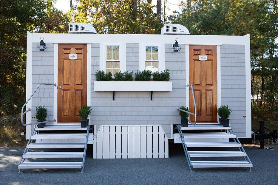 Wedding restroom units discretely staged at a venue in Nashua, New Hampshire